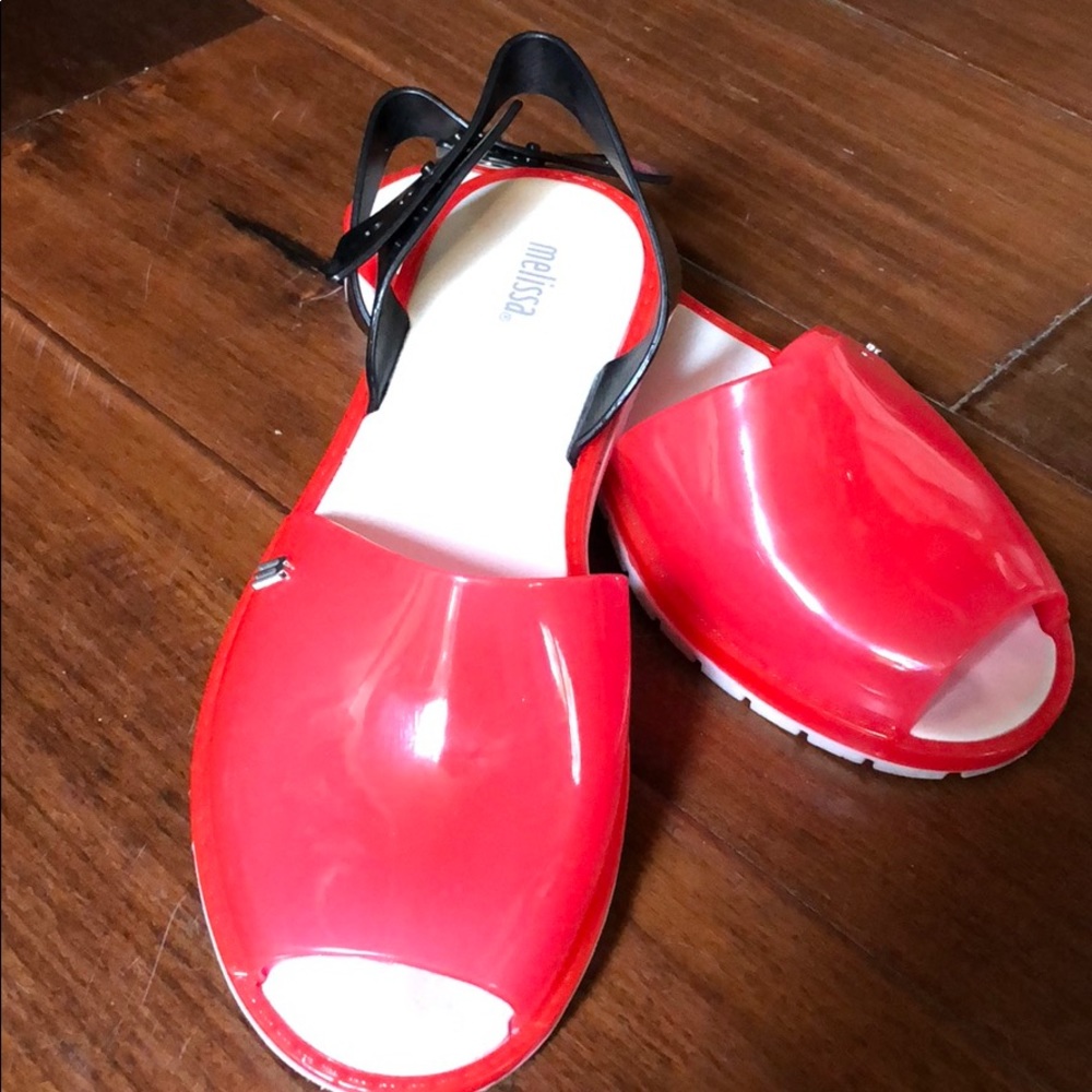 Melissa Sandals size 8 red super cute!